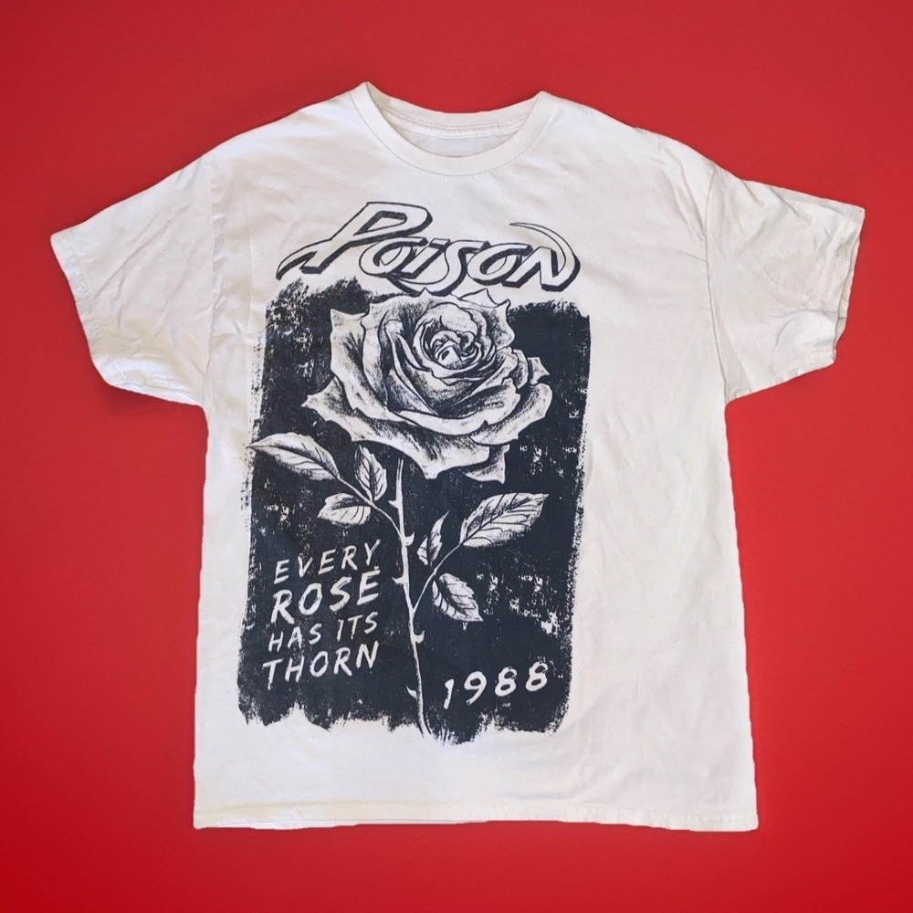Poison Every Rose Has its Thorn 1988 T Shirt Size Large Rock 80s Hair Metal